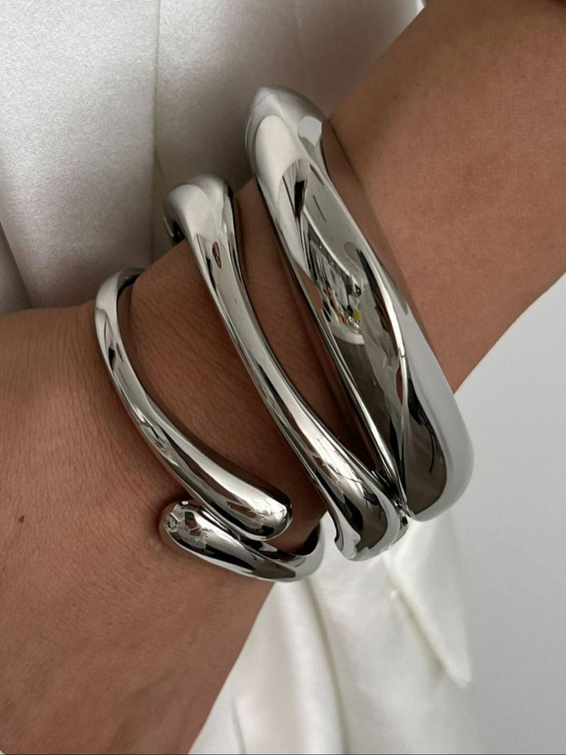 Women's Elegant Geometric Design Bangle Bracelet, Fashionable Bracelet, Fashion Jewelry for Party, Daily Clothing Decor, Trendy Bangles, All-match & Exquisite Jewelry for Birthday Gift