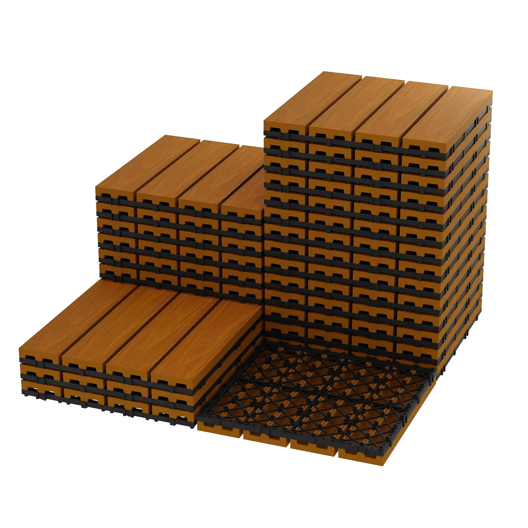 9PCS/27 Pack Interlocking Composite Deck Tiles - Premium 12x12 Inch Waterproof WPC Outdoor Flooring, Snap-Together Easy Install Patio Deck Tiles for Balcony, Poolside, Garden & Yard