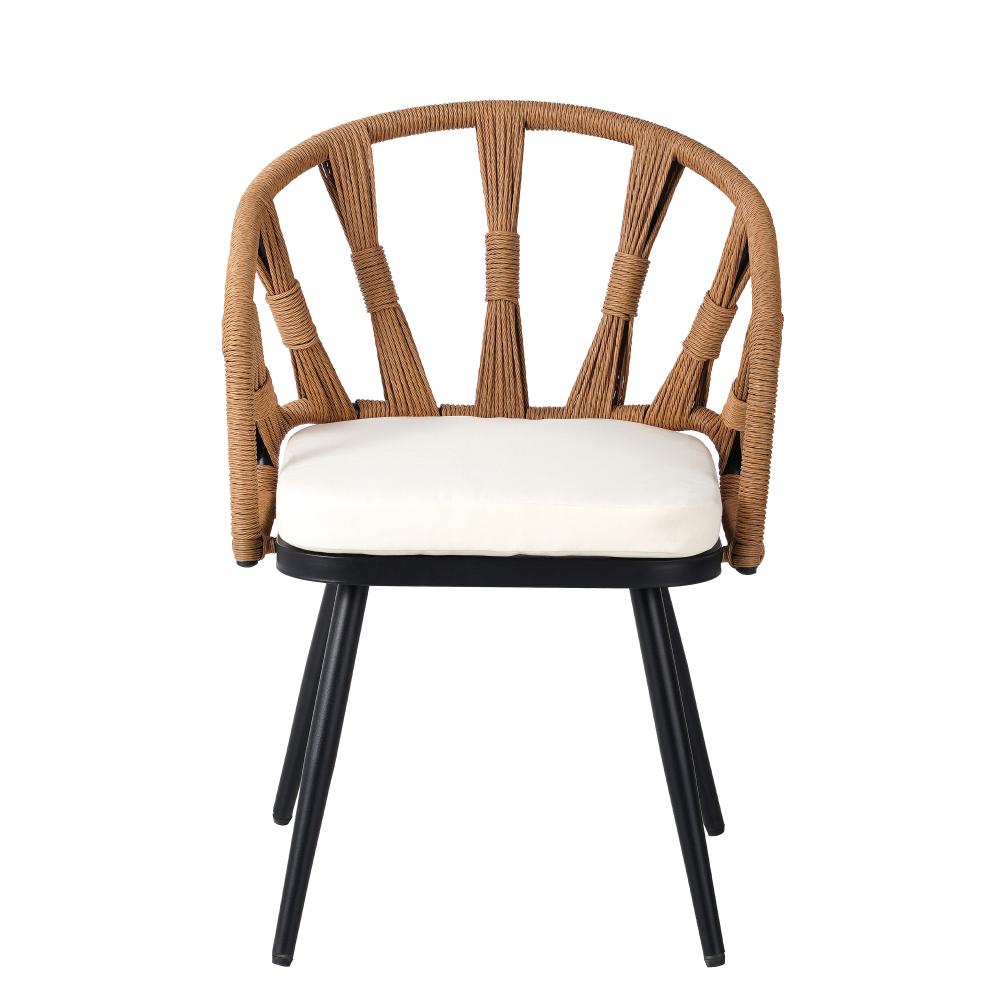 Contemporary Outdoor Set with PE Rattan Chairs and Plastic Wood Table, pool furniture ,backyard porch Suitable for Gardens and Lawn