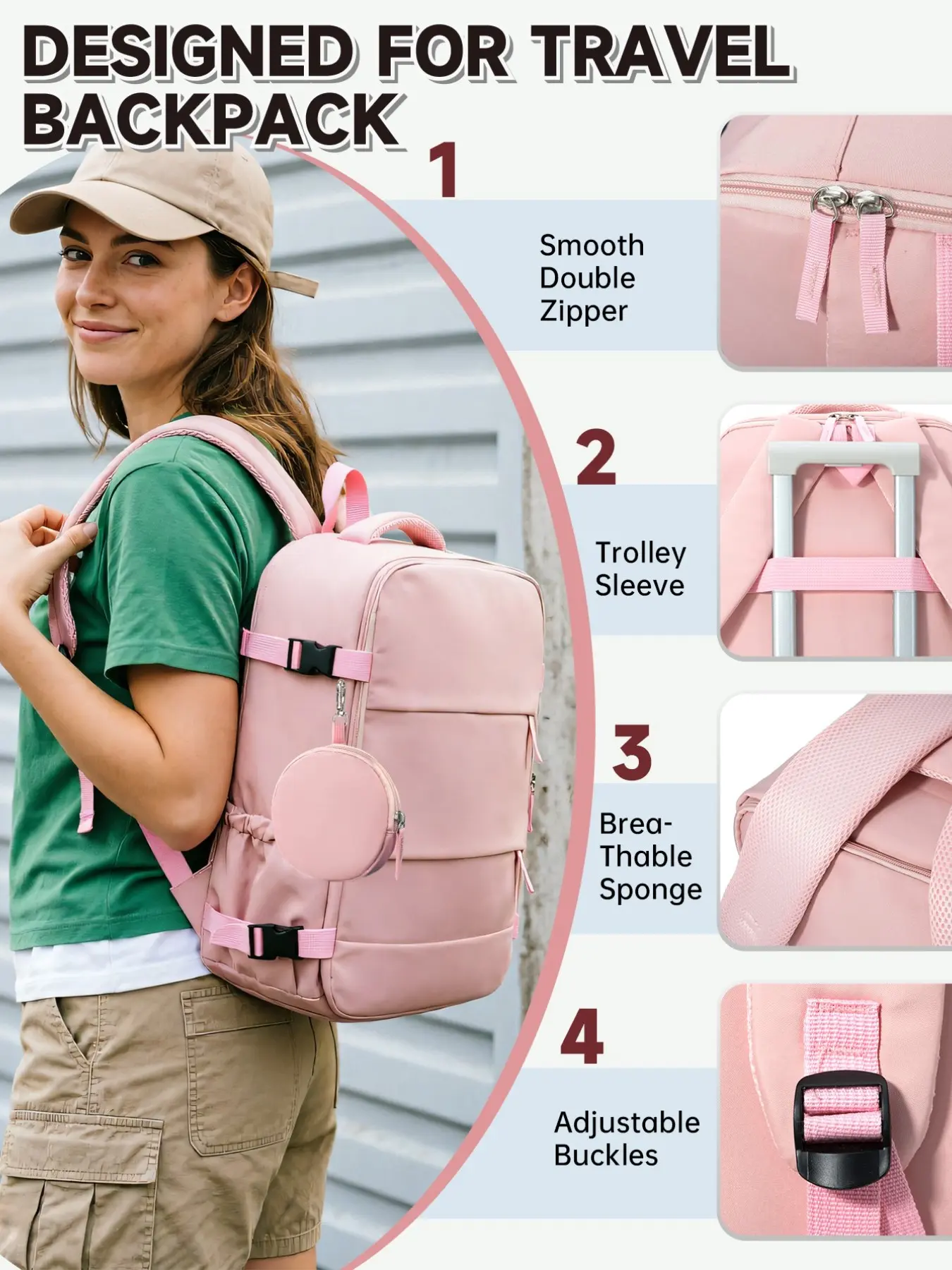 Travel Checked Backpack, 40x30x20cm Business Travel Bag, Women's Luggage with Shoe Compartment, Men's Plain Large Capacity Backpack