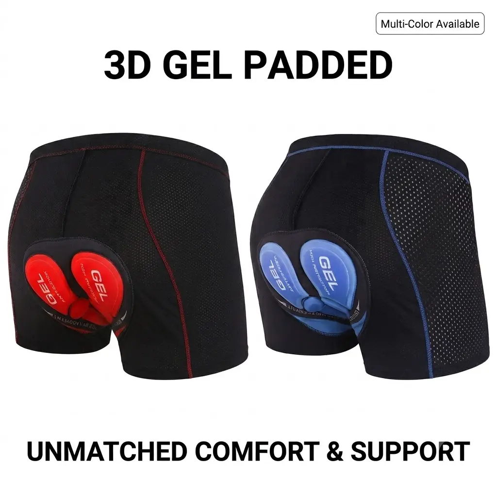 Men's 3D Gel Padded Bike Shorts, Breathable Cycling Underwear with Shock Absorbing Seat Cushion, Lightweight Bicycle Compression Shorts for Road MTB Riding