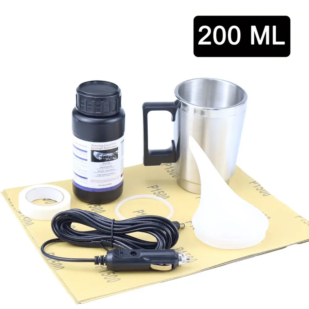 200ML Car Headlight Restoration Kit, Foggy Cup Yellowing Cracking Scratches Coating Liquid, Car Headlight Surface Care Set, Headlight Restorer Kit, Suitable for Headlight Renovation