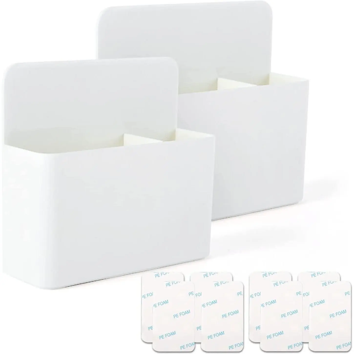 2 count  Marker Holder Wall Mount Marker  Pencil Holder for Dry Erase Whiteboard Fridge, Self Adhesive Marker Pen Holder for  Office School (White&LL)