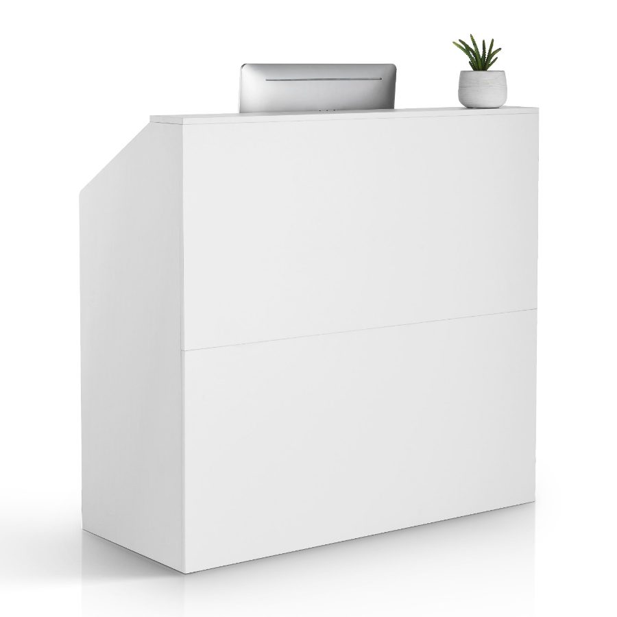 VEVOR Reception Desk, 46 Inch Rectangular Front Counter Table, Office Reception Desk, Retail Counter and Front Reception Counter, for Checkout, Lobby, Beauty Salon and Office, White