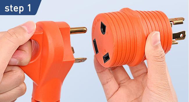 Nilight 30Amp Male to 30Amp Female RV Power Adapter 4 Prong