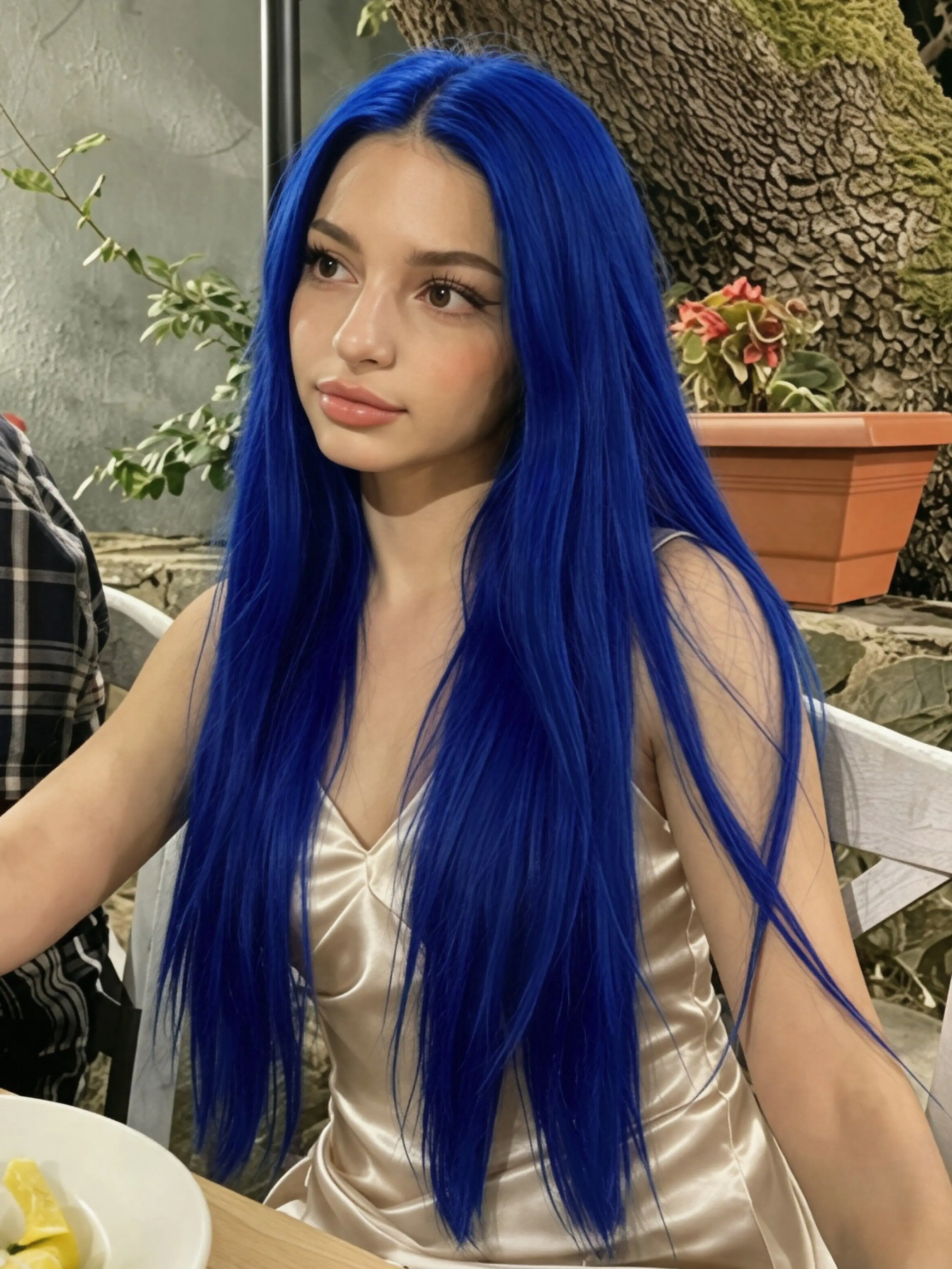 Blue Wig 13x4 Lace Front Wig Royal Blue Long Straight Wig Soft HD Transparent Lace Pre Plucked Natural Hairline Heat-Resistant Synthetic Wig Free Parting Lace Frontal Wigs for Women Everyday Wear Party Cosplay Stage 28 Inches