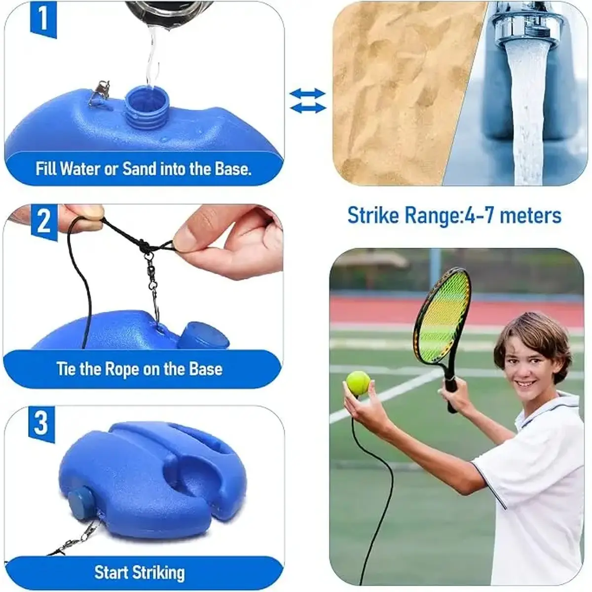 Tennis-Trainer Set 2pcs Tennis Bouncing Balls Tennis Ball |    Portable Innovative Ball Game for Outdoors, in The Garden, in The Park for Children & Adults,backyard tennis trainer, home tennis practice, beginner tennis equipment, outdoor tennis training