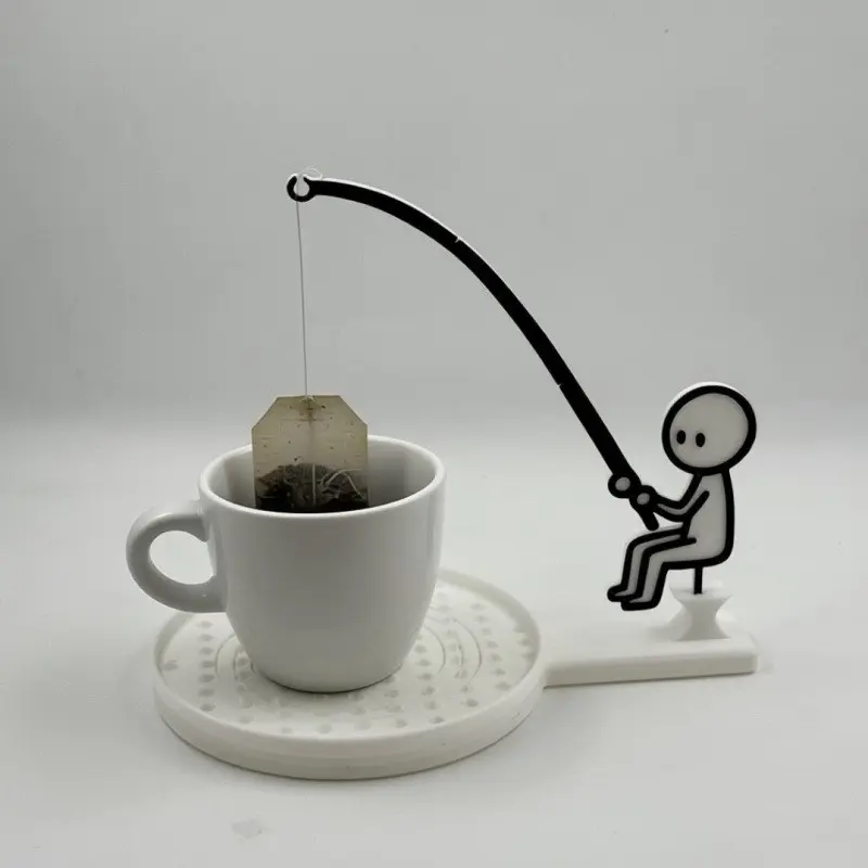 Fishing Tea Bag Holder, Fishing Cup Roller Coaster, Special for Tea Lovers, Novel Tea Bag Rack and Cup Mat, Fun for Cups and Teatime