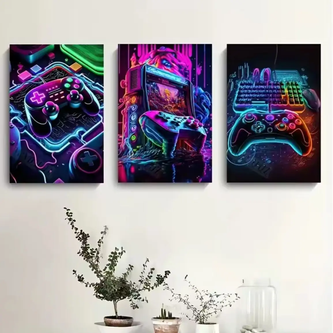 3pcs/set Gaming Graffiti Gamepad Earphone Funny Wall Art Canvas Poster Gamer Room Wall Decor Prints Modern Living Room Posters No Framed