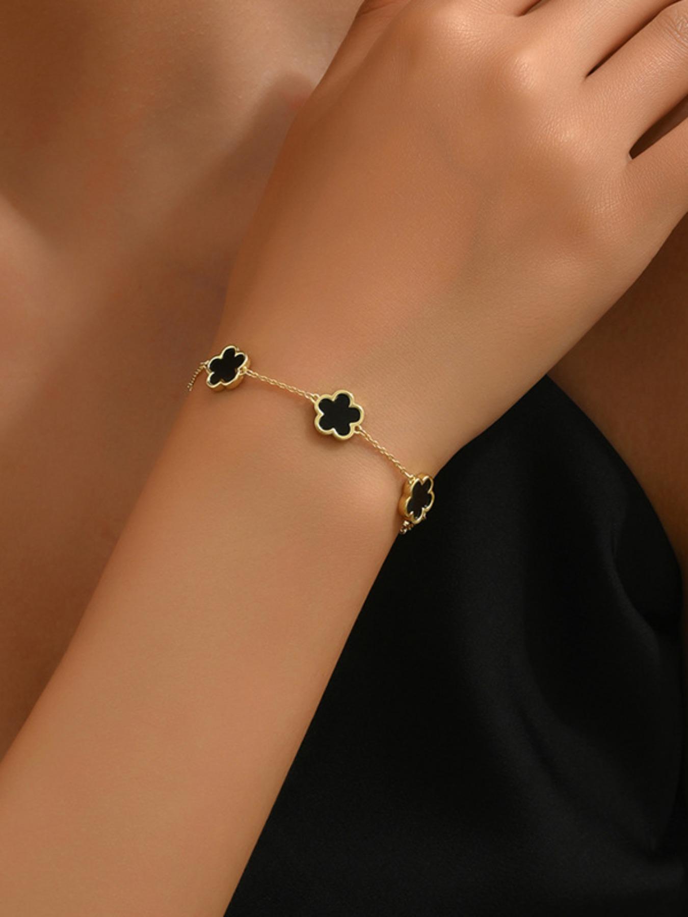 Cute Five Leaf Clover Design Charm Bracelet, Fashionable Jewelry for Women & Girls, Trendy All-match & Exquisite Jewelry for Birthday Gift