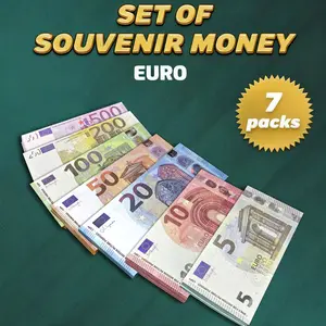 7pcs Euro Pet Memorial Coins, Mixed Denomination Bouquet Decor, Floral Decoration, Paper Euro Collectibles, Home Décor, Prank Euro Counterfeit Money