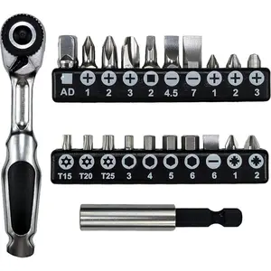 22 count 1/4 Ultra Low Profile Mini Ratchet Close Quarter Mini  Set with High Torque - Right Angle EDC Tool with 72- Gear  and Spin Disk for Tight Spaces
