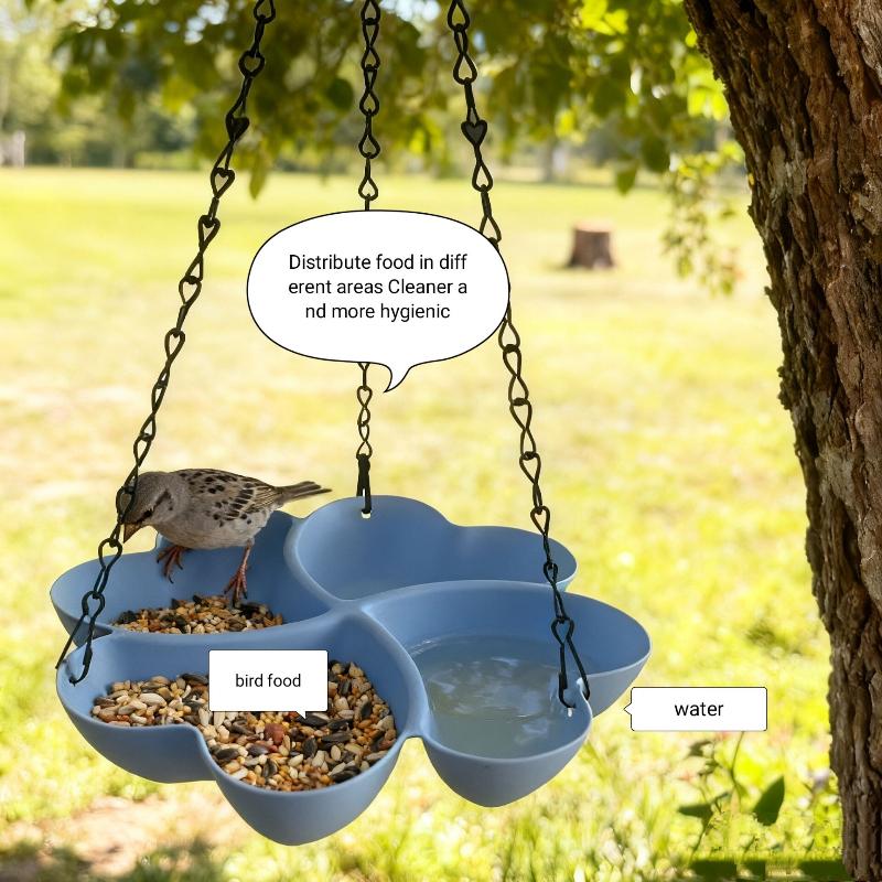 1PCS Hanging Bird Feeder & Water Bowl – Durable Plastic, Multi-Function for Parrots & Hummingbirds, Decorative Bird Station, Easy to Hang