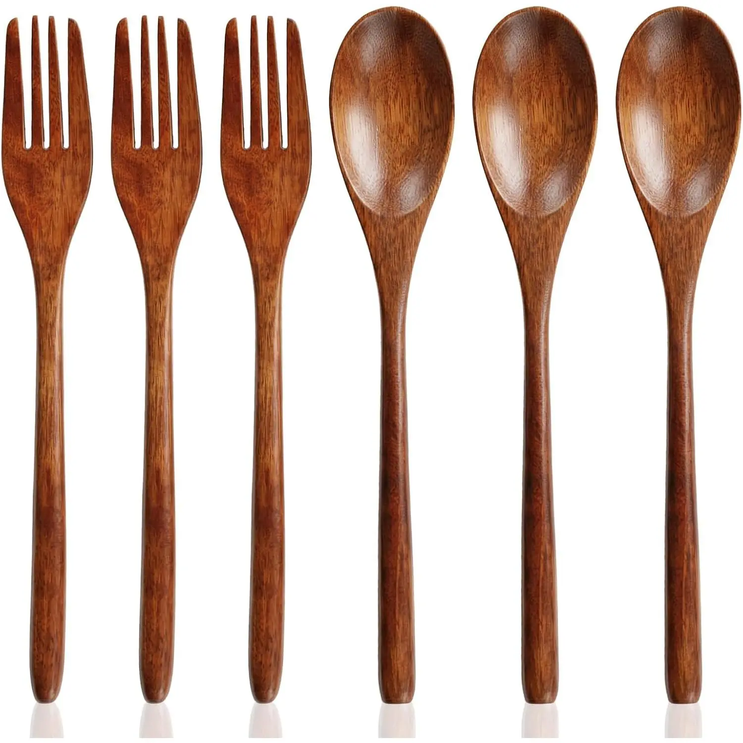 Wooden Spoon and Fork Set for Eating, 9 Inch  Lunch  Cutlery