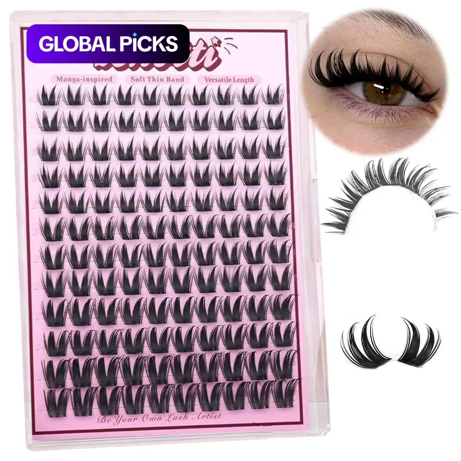 Rabbit Eyelash Cluster Series, Manga Lash Extension, Cartoon Style Fine Faux Mink Lash Extension, Anime Fairy Single Root Design, Wet Look Effect, Fluffy DIY False Eyelashes, Volume Eyelash Clusters