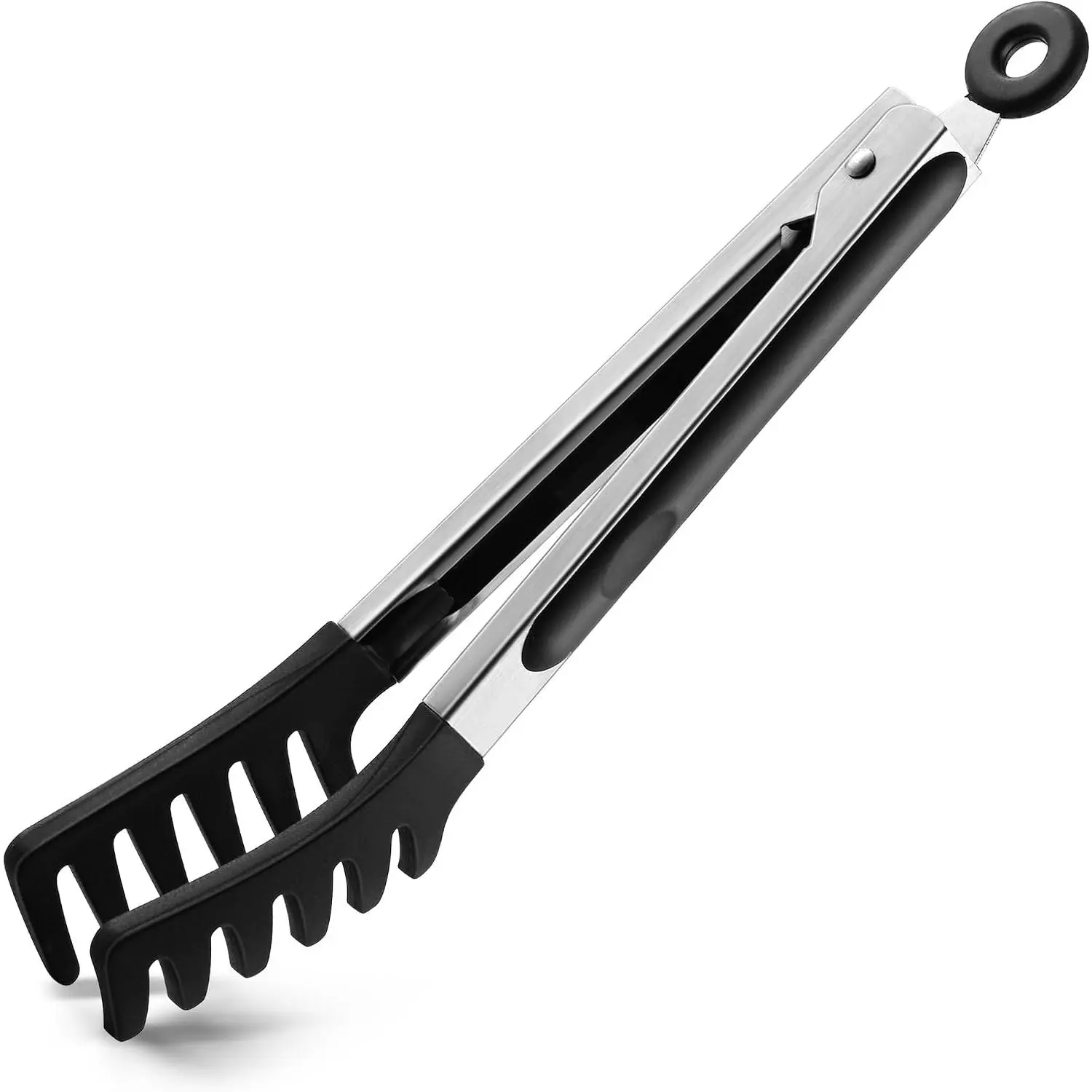 Pasta Tong Spaghetti Tongs, 9-Inch Heat Resistant  Pasta Tongs | Spaghetti Server With   Tong for Serving , Cooking, Salad, Spaghetti Noodle, Non-Stick (9"-Black)