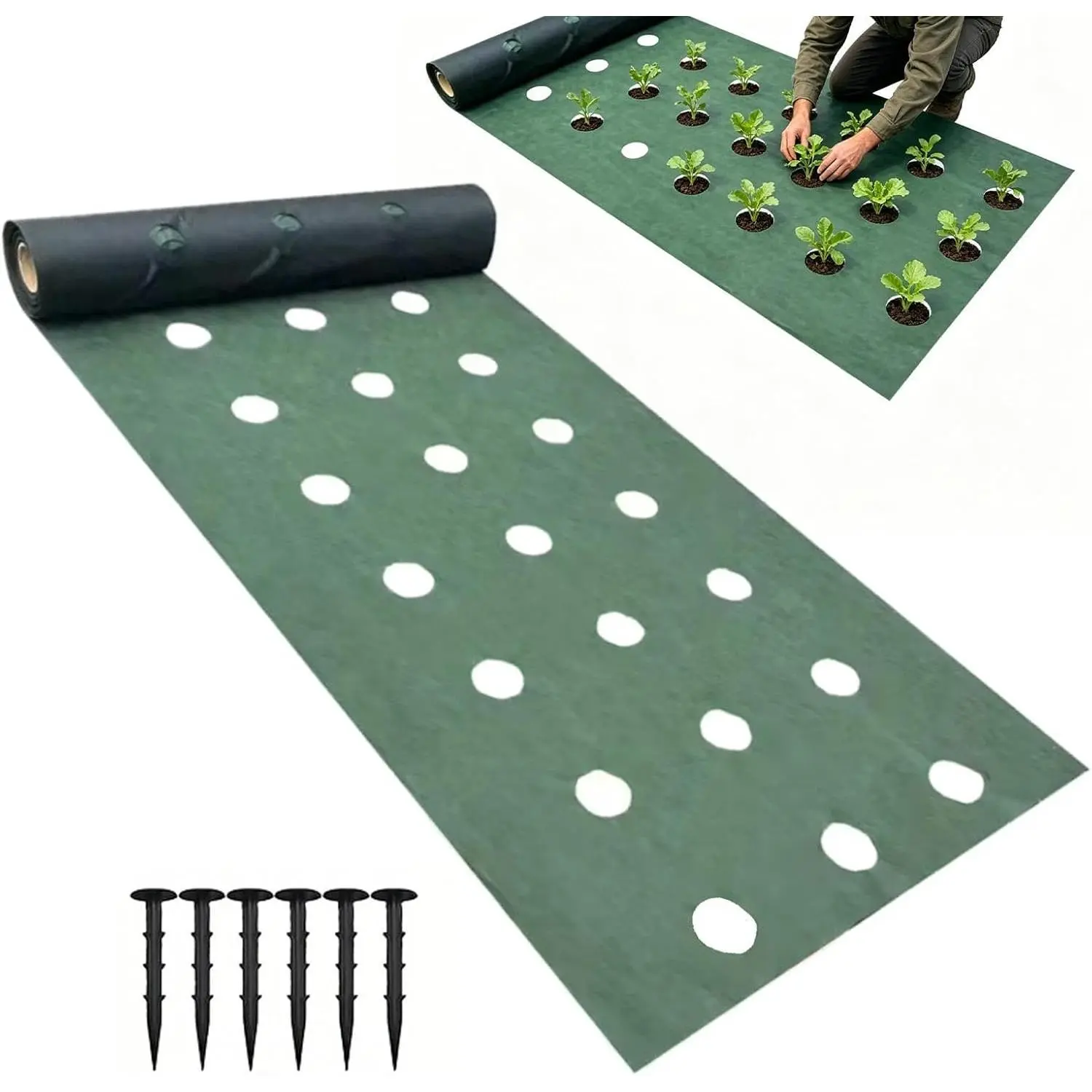 Wêed Control Fabric – Perforated Garden Cover, Water Permeable Ground Sheet| Biodêgradable Barrier with Pre Punched Holes for Vegetable Beds Lawns Landscaping