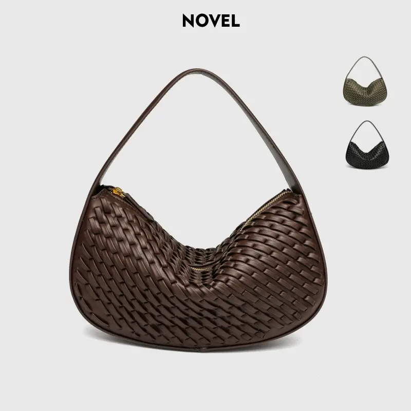 NOVEL New hand-woven crescent-shaped underarm bag for women: a stylish and elegant shoulder bag the best-selling dumpling bag with a unique design and versatile uses; a vintage-style tote bag