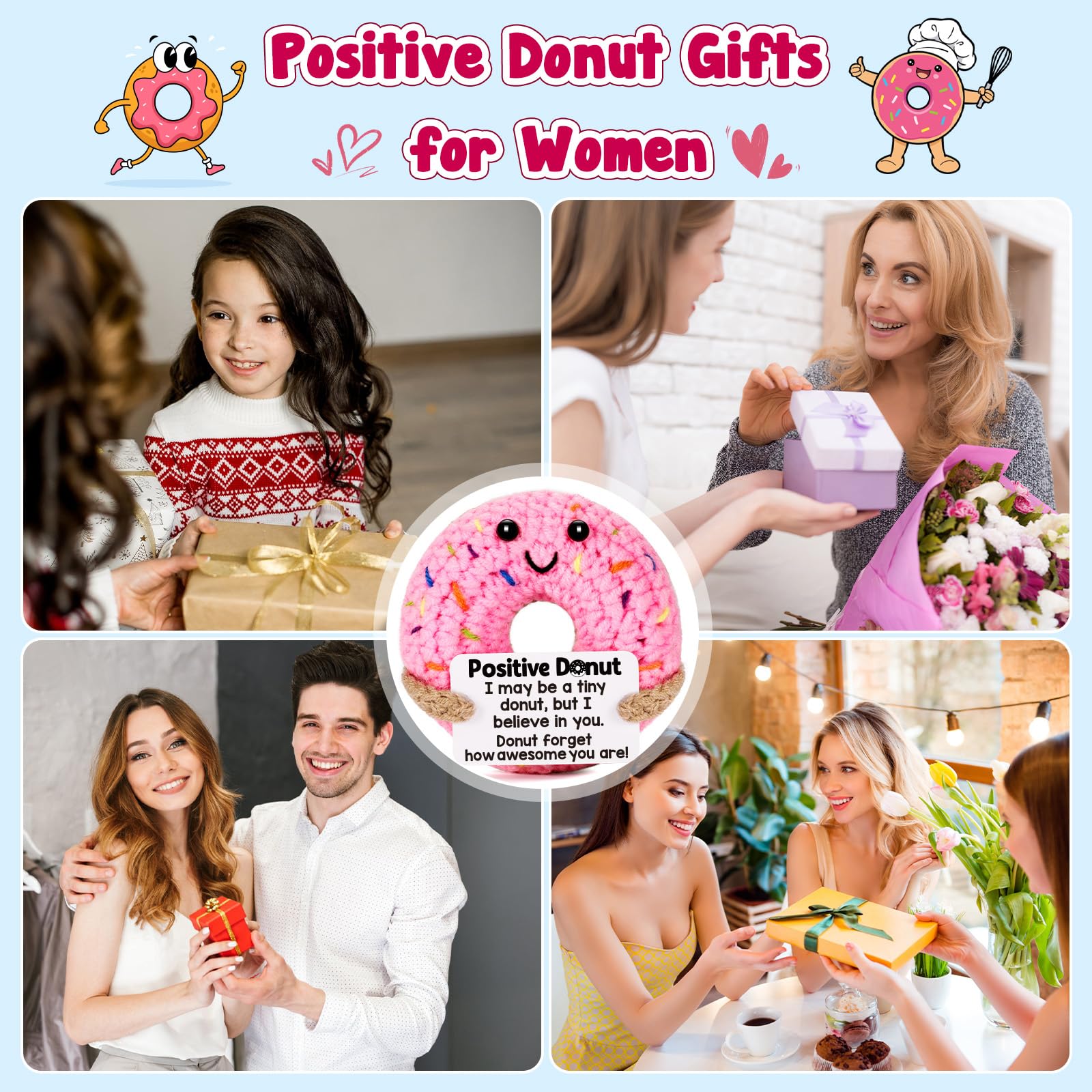 Mini Hand Knitted Donut Plush Toy, Super Soft Cozy Stress Relief Buddy, Cute Keychain Bag Pendant Backpack Charm, Desk Car Home Decor Aesthetic, Sweet Gift For Birthday Valentines Mothers Day Teachers Graduation, Unique Handmade Stuffed Animal Collectible