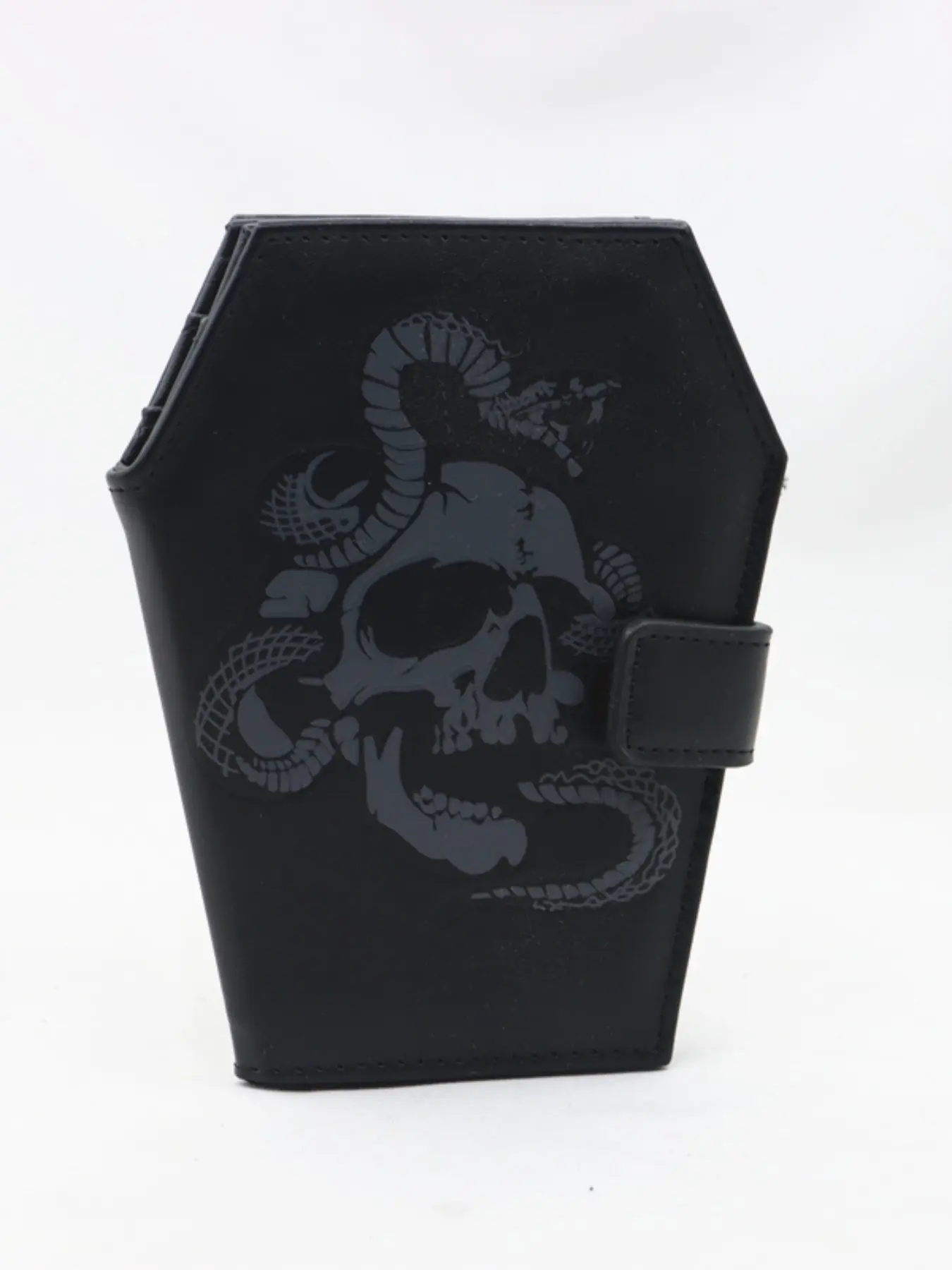 Coffin Shape Wallet, Skull and Snake Relief Design, Unique Fashion Accessory, Stylish and Durable Leather Wallet