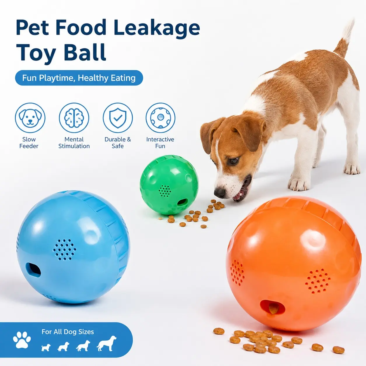 Interactive Dog Ball Toy for Pet Food Leakage, Mental Stimulation Slow Feeder, Chew Treat Dispenser for Puppies and Large Dogs