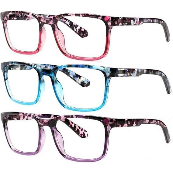 DEAAOK 3 Pack  Reading Glasses for Women Men - Blue Light Blocking UV Filter Computer Readers with Spring Hinge