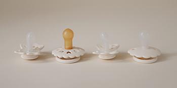 Baby's First Pacifier​ Set| Floral Heart 4-Pack| Made in Denmark| BPA-Free (Blush, 0-6 Months)