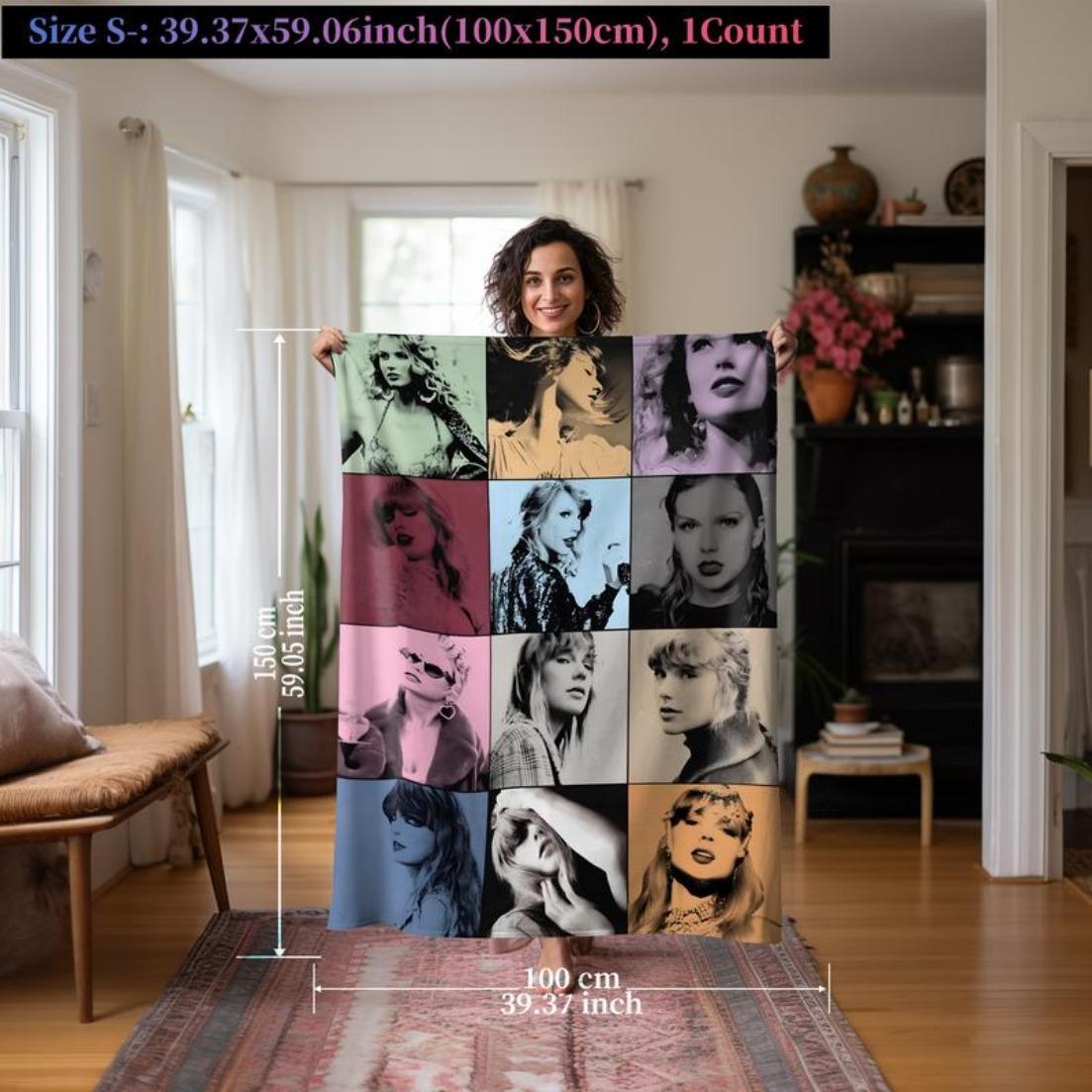 1 Piece Pop Culture-Style Blanket Soft Cozy Leisure Warm Bed Blanket for Couch & Bedroom, Flannel & Fleece Throw Blankets, Trendy, Cool, Vibrant, Ideal Gift for Music Fans & Pop Lovers, Birthday, Holiday