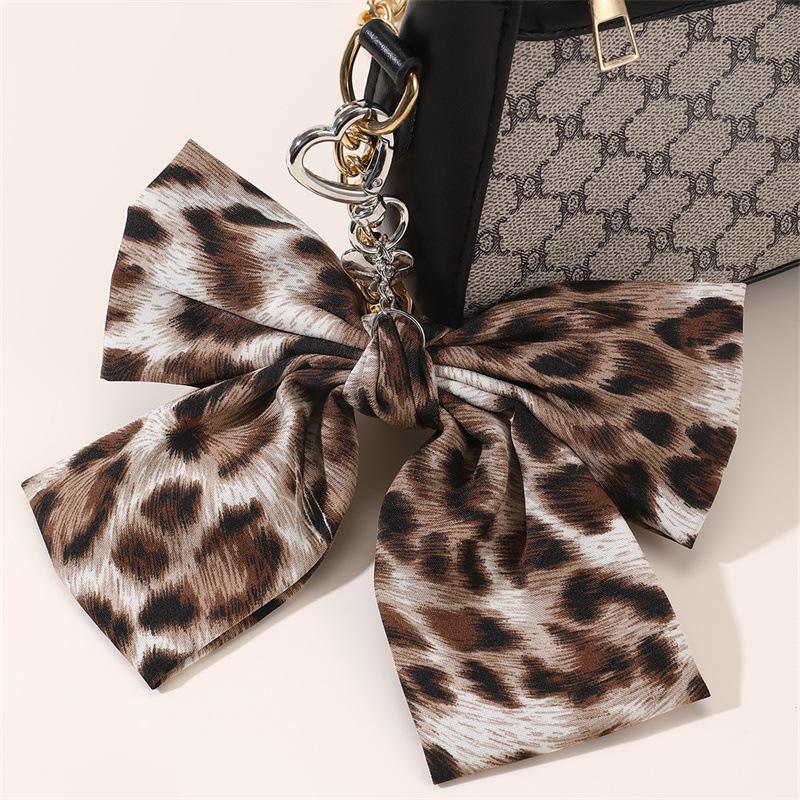 Dark Tone Leopard Bow Heart Set |   Keychain Bag Clip & Hair Accessories