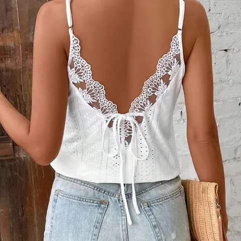 1-Piece Valentine Open-Back Lace-Up Lace Cami Tops - Retro Chill Style Figure-Flattering | Skin-Friendly Fabric For Women’s Summer Outings / Party Looks
