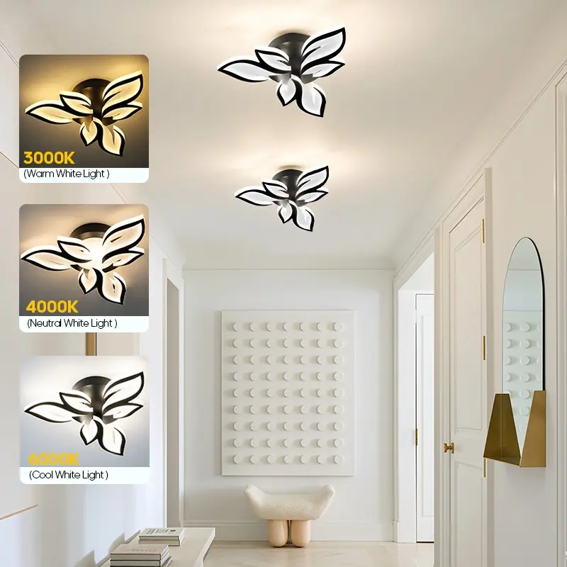 Modern LED Ceiling Light with Remote, Adjustable Brightness and Color Temperature (3000k-6500k), Flower Design for Bedroom, Living Room, Dining Room