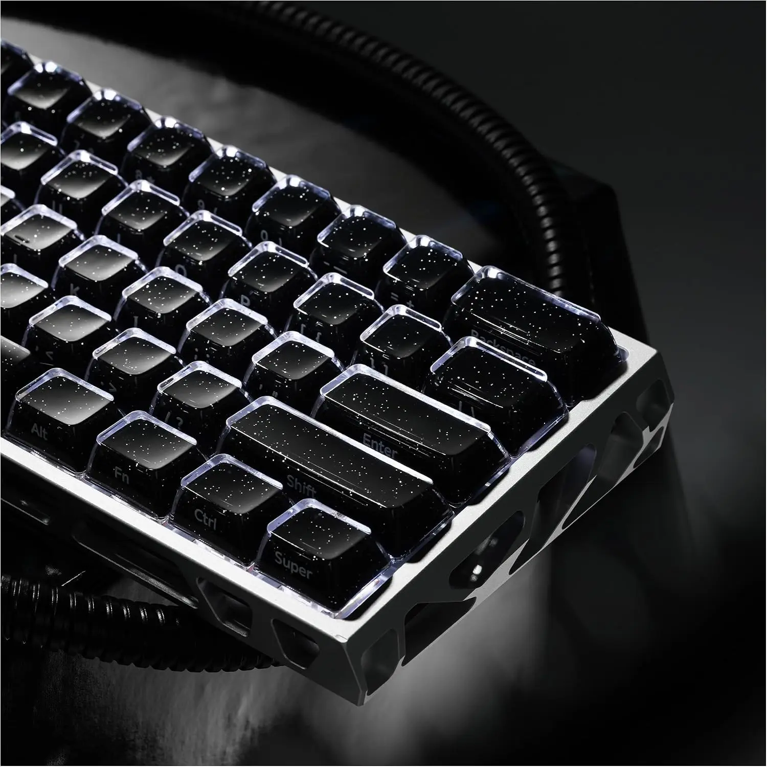 Starry Jelly Side-Printed Semi-Transparent Crystal Keycap Set, Cherry Height Profile 120-Key PC+abs, for Mx Axis and Ansi Layout Mechanical Keyboard