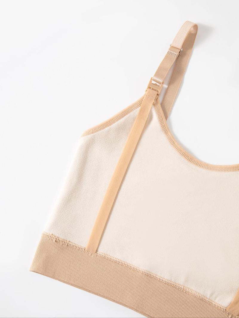 Maternity Solid Color Thermal Lined Bra, Adjustable Strap Warm Bra for Breastfeeding, Maternity Underwear for All Seasons