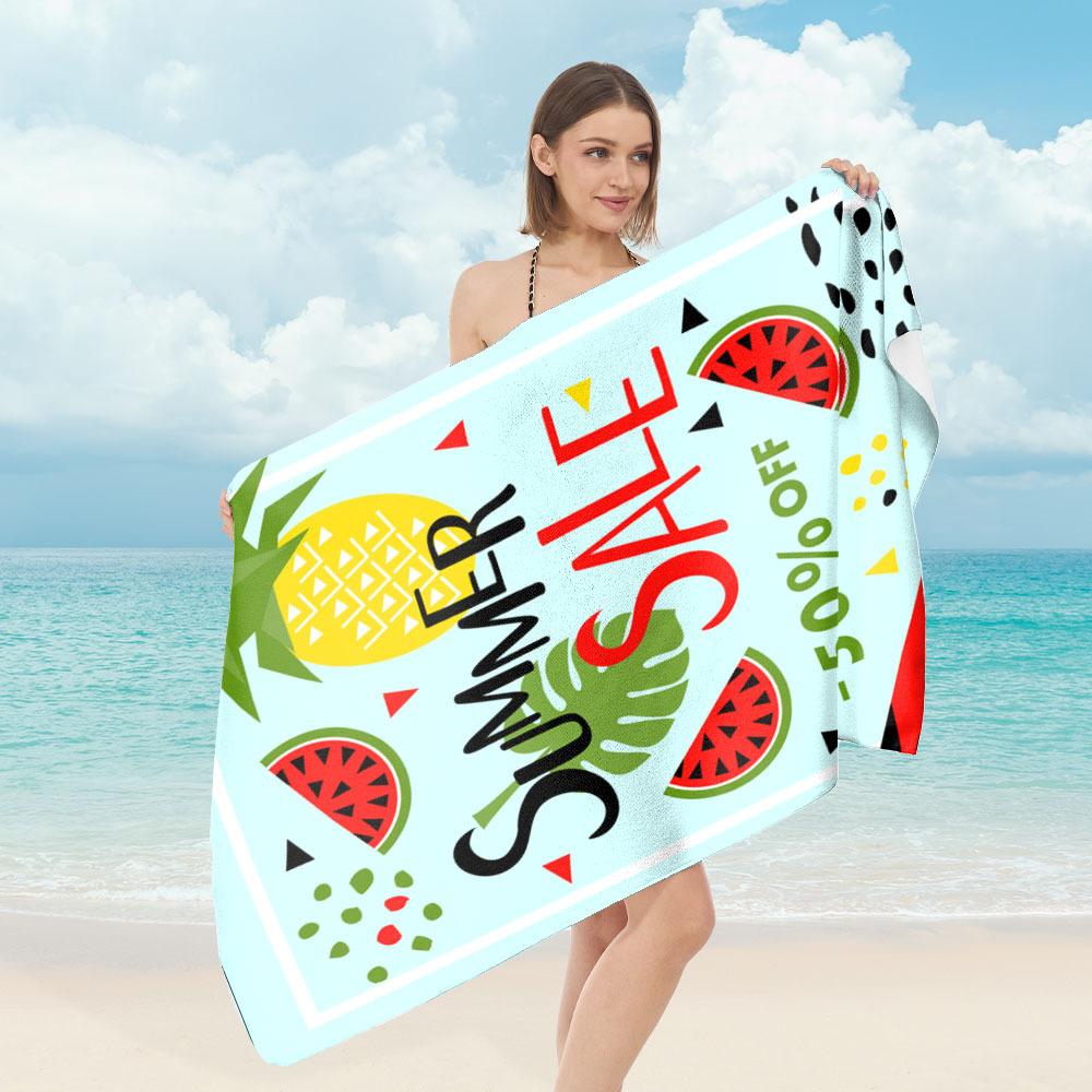 Quick-drying printed beach towel Adult microfiber seaside sunscreen absorbent towel Outdoor swimming bath towel