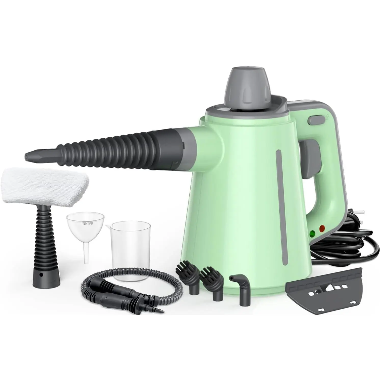 1050W Pressurized Handheld Steam Cleaner for Home Deep Cleaning, Powerful Grease Removal, Chemical Free Steamer with Safety Lock & 10 Tools for Kitchen Bathroom (Green)