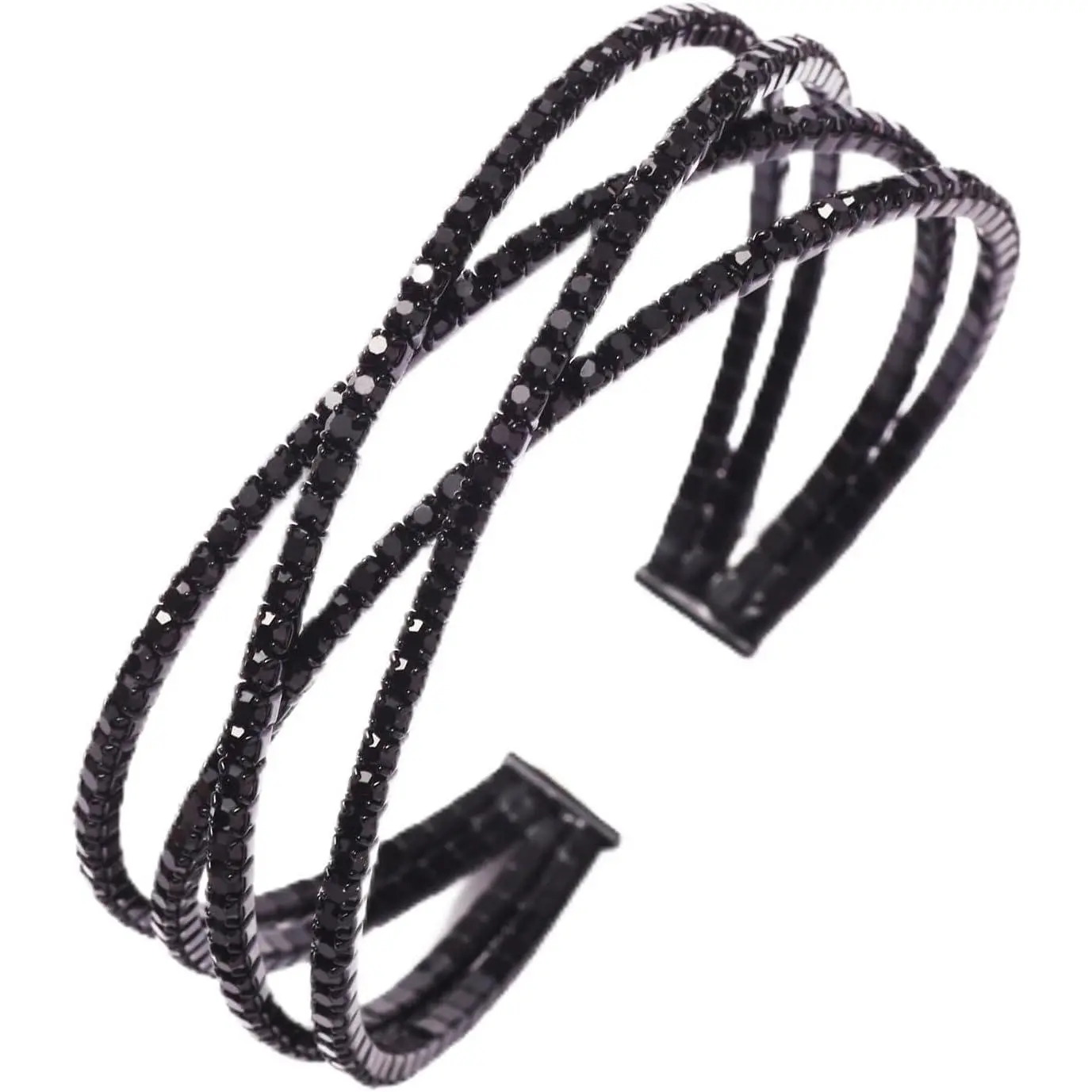 Black Rhinestone Cuff Bracelet for Women Black  Layered Bracelets for Prom pageant Party Wedding