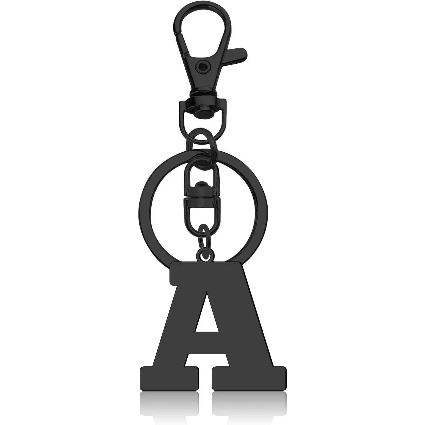 DlaeKua Initial Monogram A-Z Keychain 26 Black Letter Initials Keyring for Handbag Car Key Bag Keyring