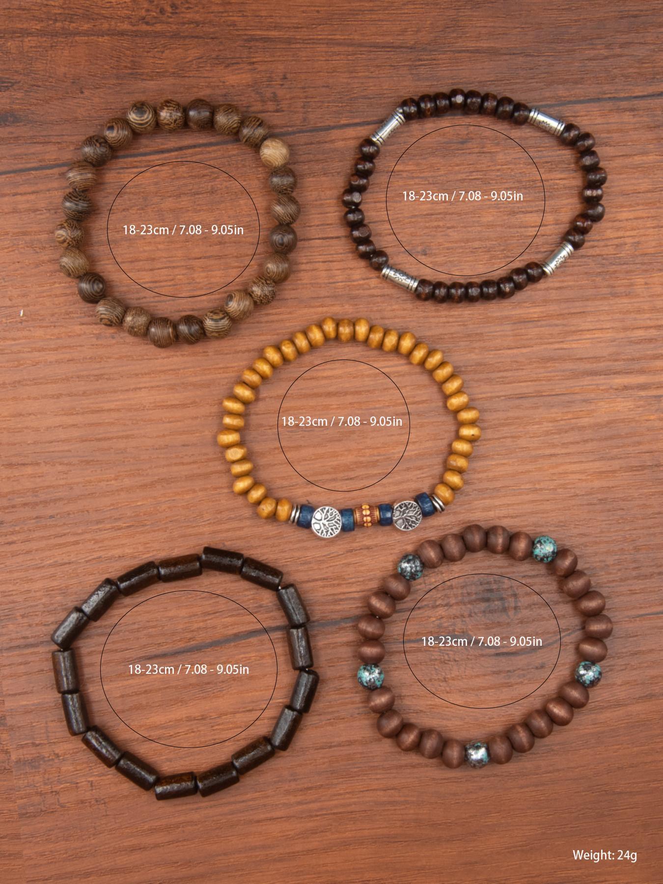 Boho Style Wooden Beaded Bracelet, Vintage Trendy Bracelet, Fashionable Jewelry for Women & Girls for Daily Decoration, Beaded Bracelet Set