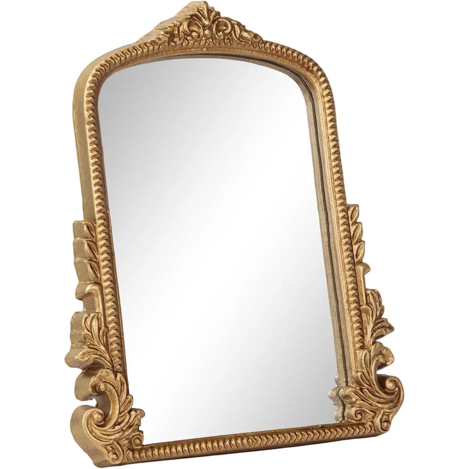 Arch Small  Desk Mirror, Antique   Table Mirror |  Carved Frame  Tabletop Decor Mirrors 11.8"L x 9.6"W, Adjustable Standing or Hang Dress-up Mirrors for Living Room