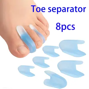 8-Piece Gel Toe Separator Set, Soft Silicone I-Shape Design, Ideal for Overlapping Toes, Unisex Foot Accessory, Easy to Carry, Day & Night Use