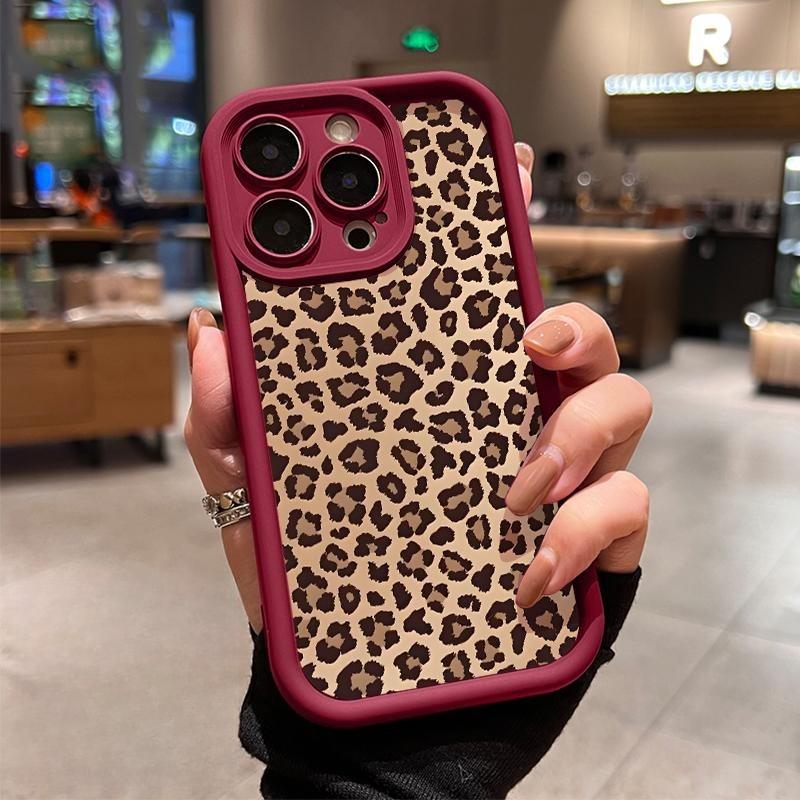 Leopard Print Case for IPhone 17 Pro Max 16 Plus 15 14 13 12 11 Air E Shockproof Non Slip Military-Grade Protection Silicone Cover