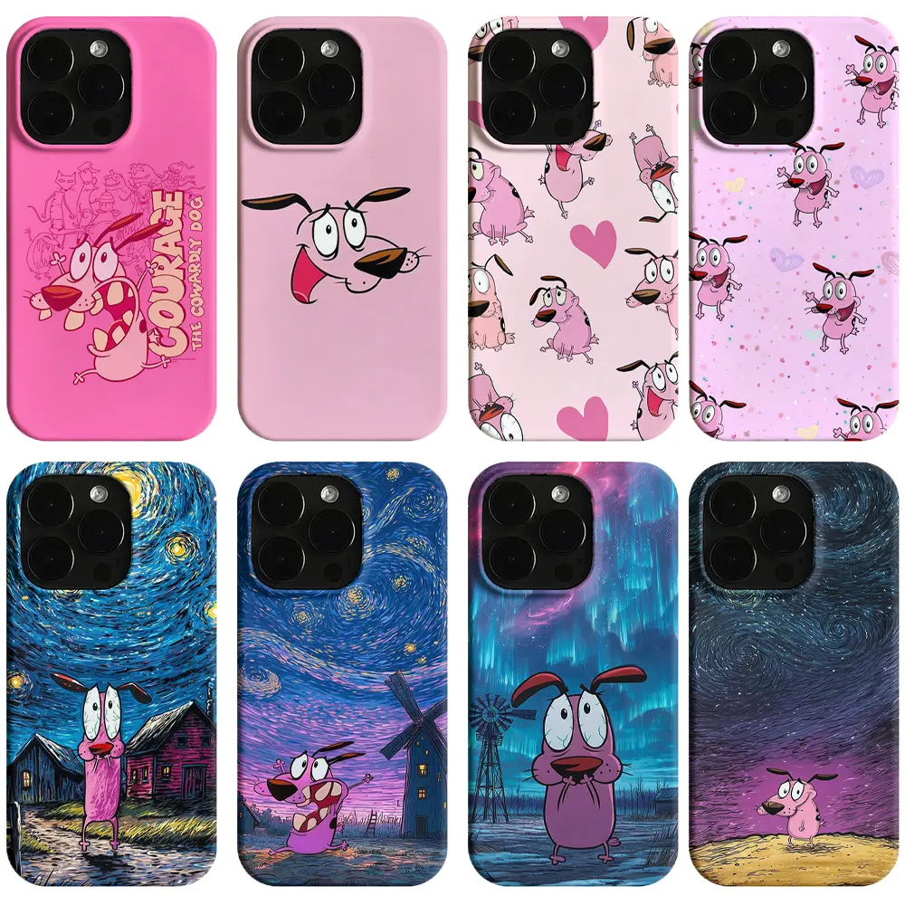 Cute Confetti Courage Dog Graphic Smartphone Casing, Glossy Hard Film Protective Cover for iPhone 17 ProMax Air, 16 Pro, 15, 14 Plus, 13, 12 & Samsung S23-S26 Handheld Cellphone Devices, Secret Santa Gift, Accessories