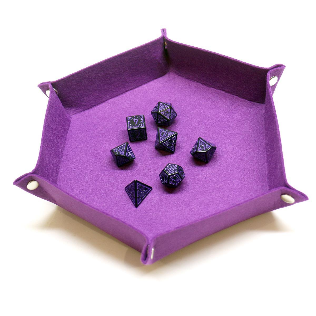 Felt Dice Tray, 1 Count Foldable Dice Trays, Hexagon Dice Rolling Tray, Felt Dice Holder for Dice Games, Table Games, Game Accessories, Polyhedral Dice