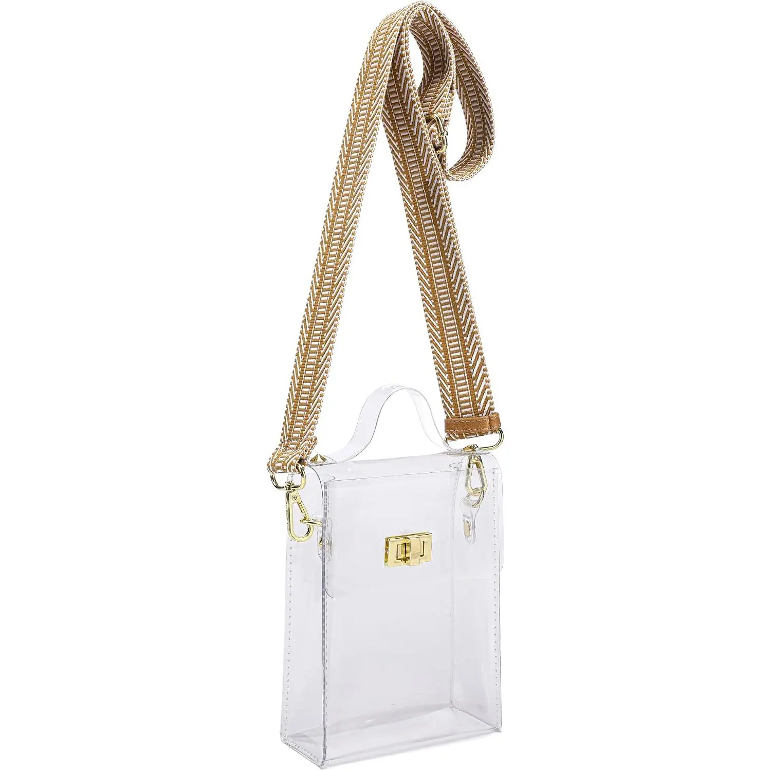 Clear Bag for Stadium Events Concert Approved Women Crossbody Purse | Small Women's Top-Handle Handbags, Clear Vinyl Phone   Bag for Woman  Approved Beach, Transparent Jelly Bag