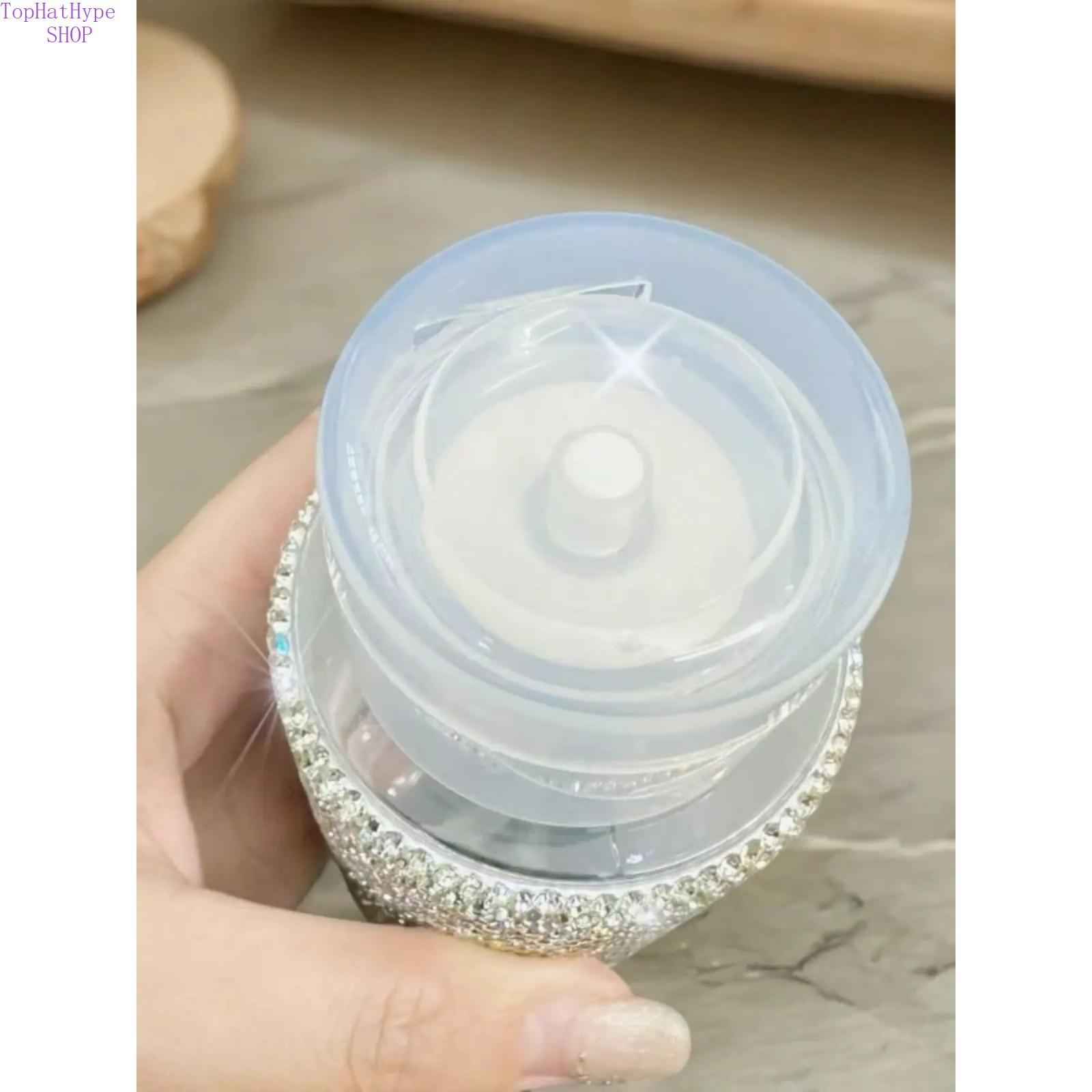 Bling Rhinestone Pump Dispenser Bottle for Nail Art, Full Rhinestone Refillable Empty Container for Makeup Remover, Toner, Liquid Cosmetics & Alcohol, Portable Leak-Proof Design Luxury Beauty Tool for Travel Salon Daily Use