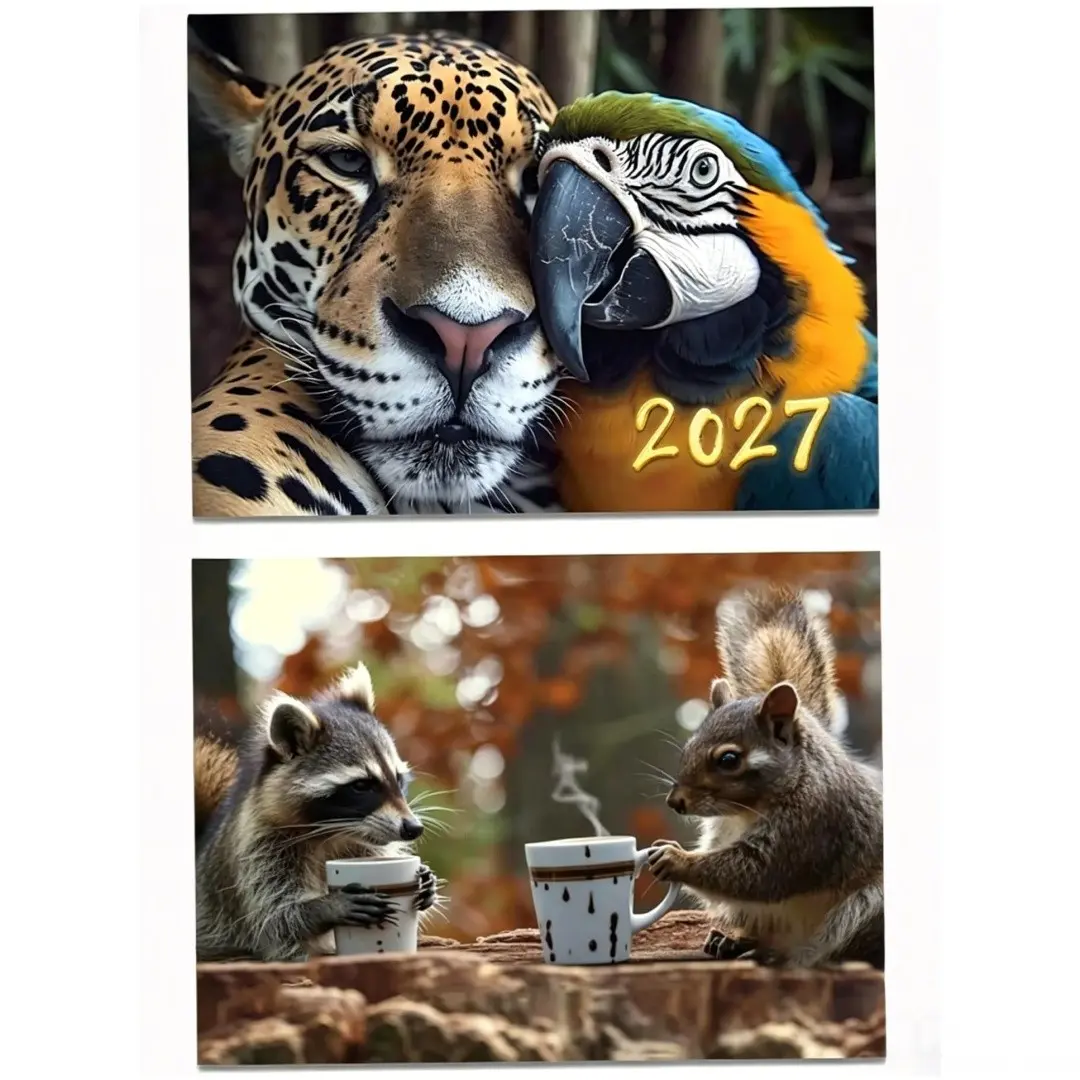 2027 Cute Wildlife Wall Calendar, Forest Healing Animal Illustrations, Nature Style Home Wall Decor, Creative Gift Idea