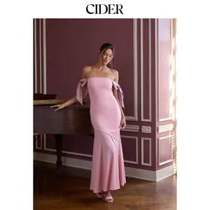 Cider Off-Shoulder Bowknot Mermaid Maxi Dress