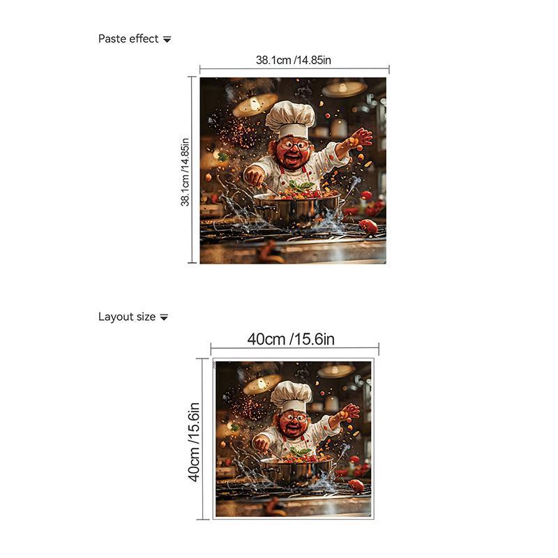 Cute Chef Pattern Kitchen Wall Sticker, 1 Count Removable Kitchen Wall Decal, Decorative Sticker for Home Kitchen Dining Room, Wall Art Stickers