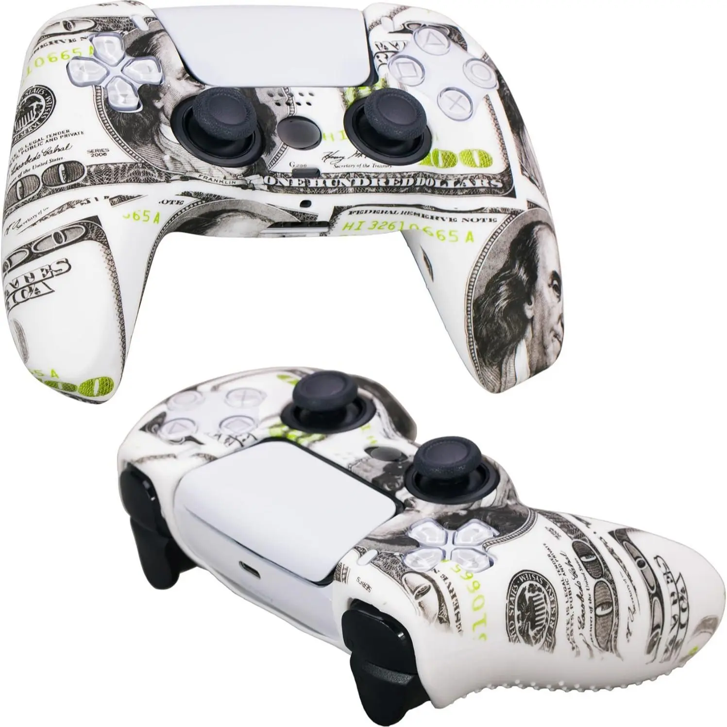 PS5 Controller Skin - Cash Money Design, Scratch-Resistant, Durable Protective Cover, and Joystick Caps for PS5 Gamers, father's day gift Silicone controller for ps5