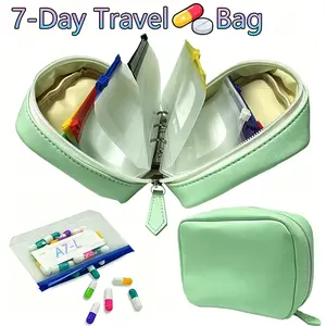 7/14 Days Waterproof Medicine Bag Set, Large Weekly Pill Organizer, Medical Organizer, Pressure-Resistant Case, Zipper Storage for Fish Oil and Vitamins, Supplement Organizer